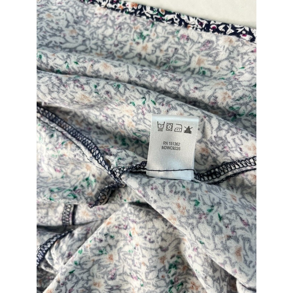 Indigo Rose Floral Midi Dress Long Sleeve Tie Front Layered Elastic Waist Sz S - Picture 12 of 16